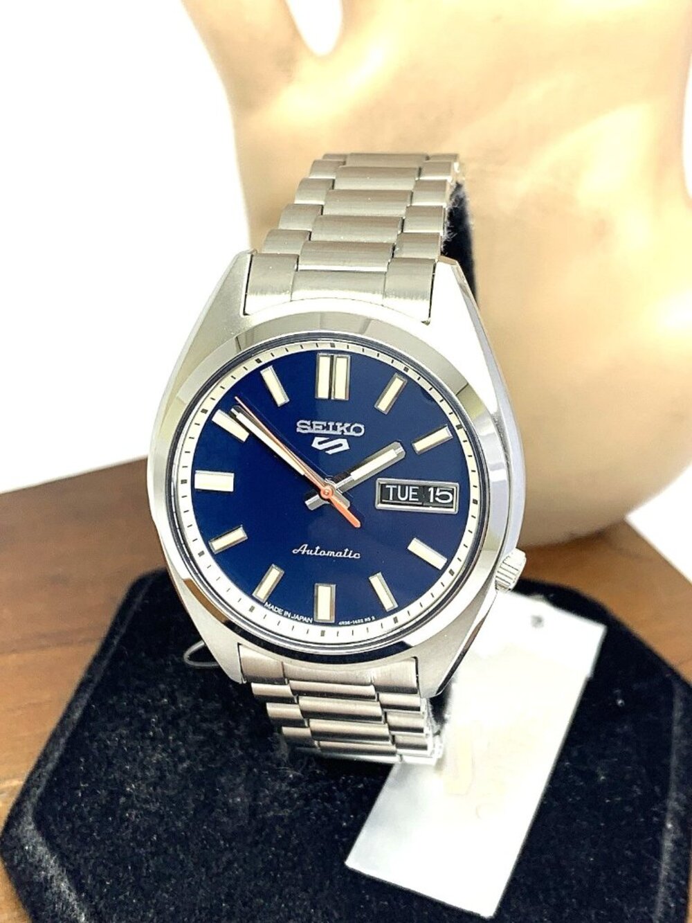 Seiko 5 Sports Men's Watch SRPK87 Automatic Blue Dial Day Date Silver Steel 37mm